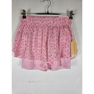 Blogilates Pink Floral Ruffle Athletic Shorts Skort Women Small